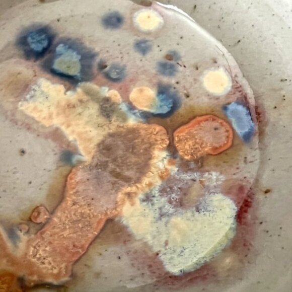 Handmade Pottery Bowl – Studio Stoneware Multicolor Drip Glaze Stunning! 5" dia - Picture 8 of 9